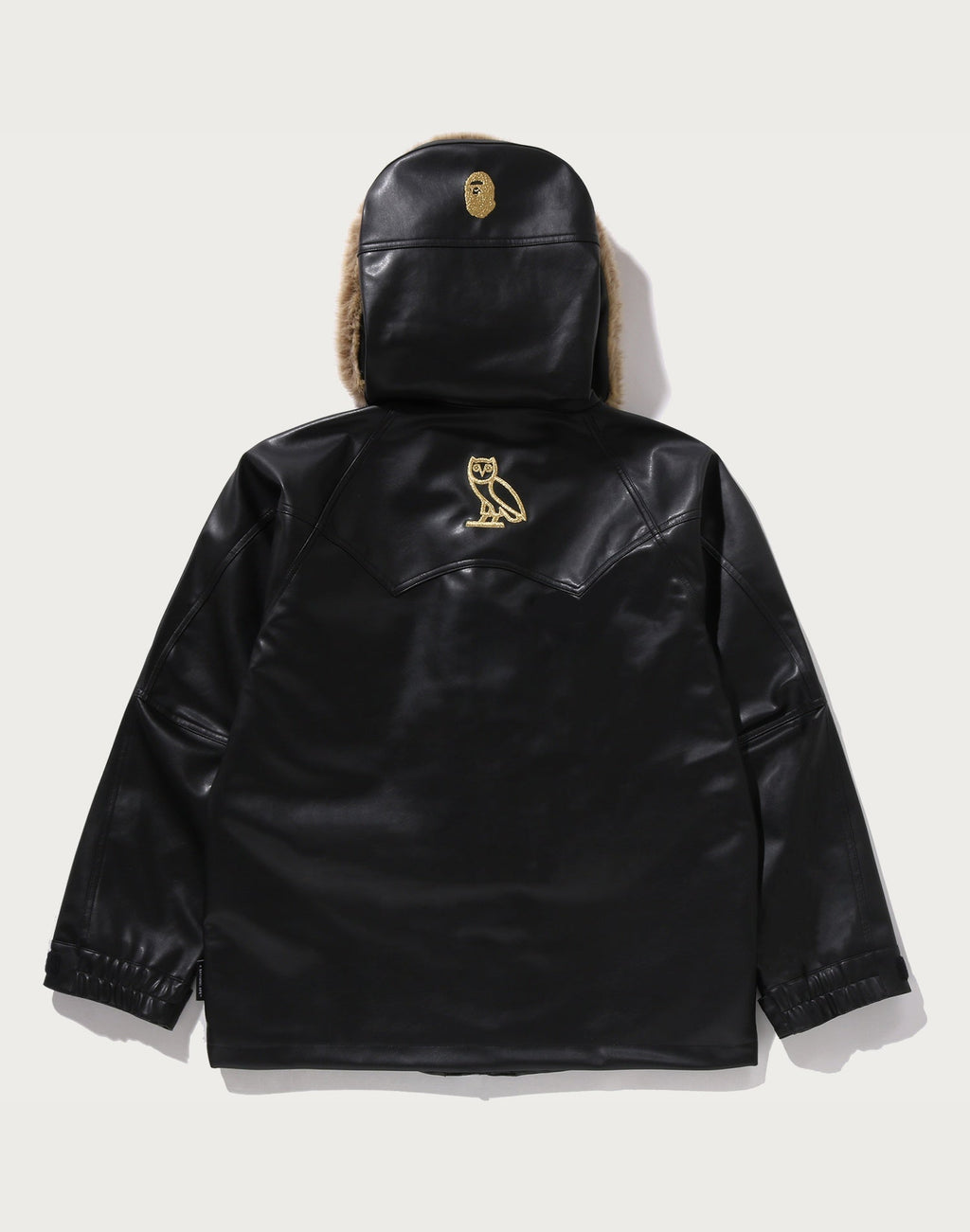 BAPE X OVO SYNTHETIC WASHABLE LEATHER SNOWBOARD JACKET MENS