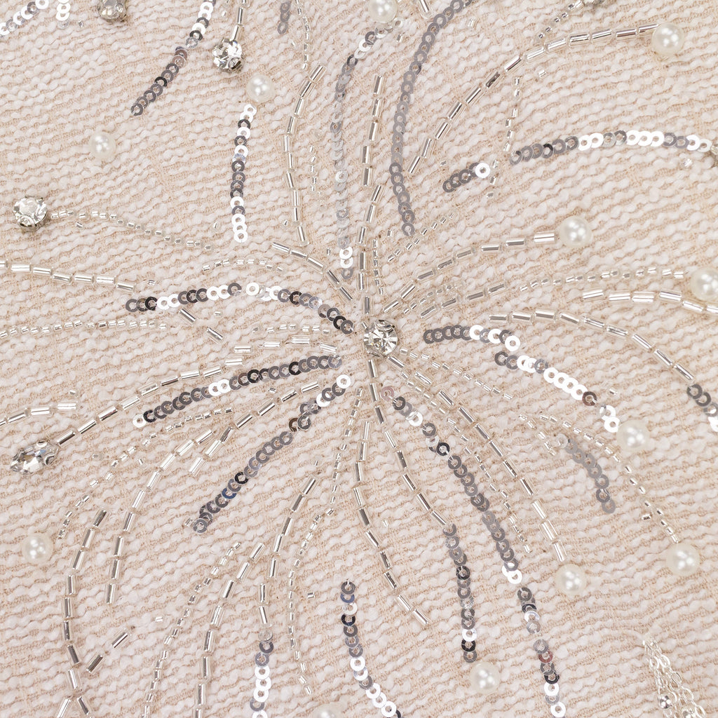 WHITE FIREWORKS BEADED DIAMOND BUTTON-DOWN SHIRT
