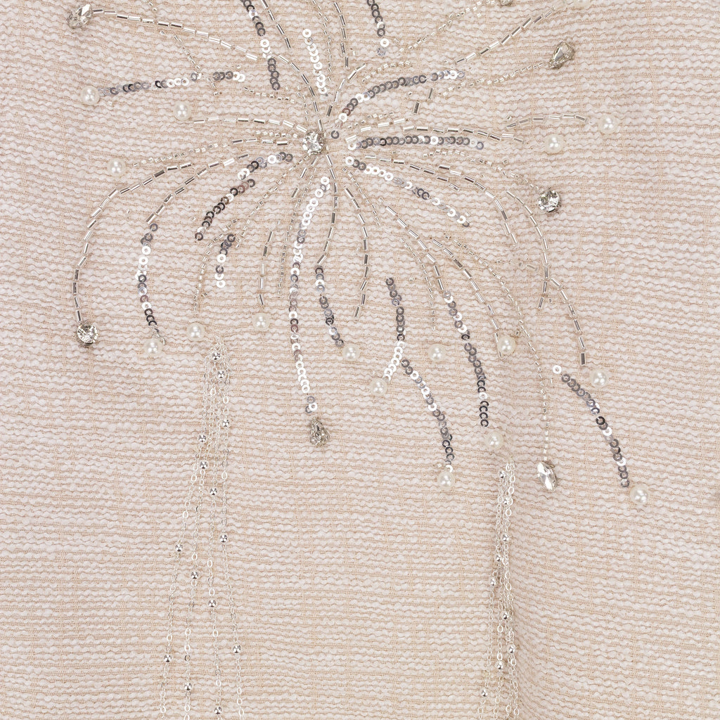 WHITE FIREWORKS BEADED DIAMOND BUTTON-DOWN SHIRT