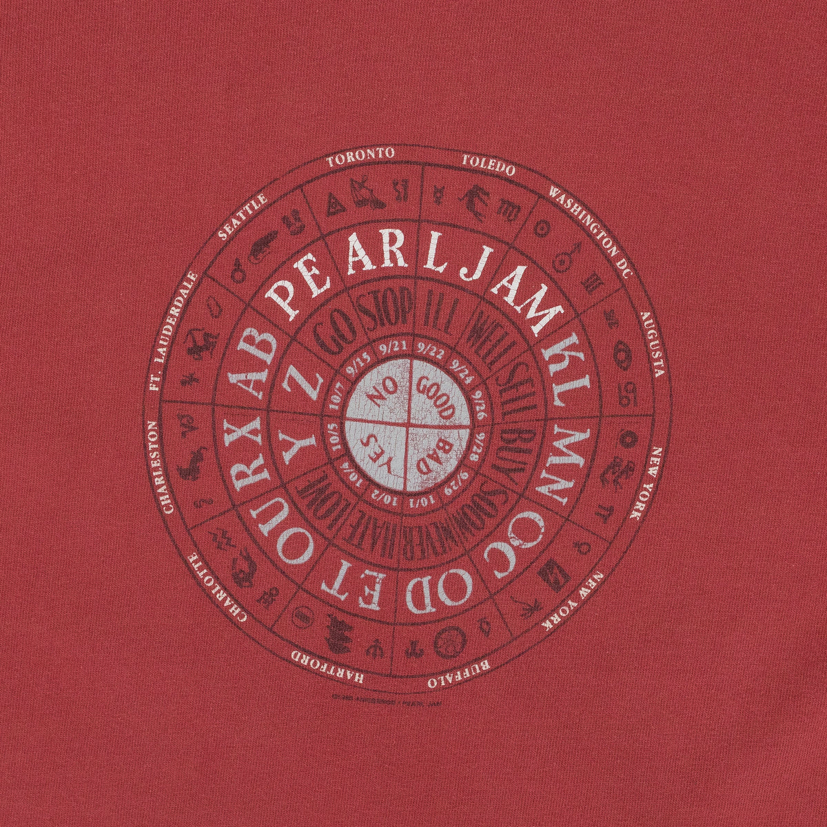 RED PEARL JAM AMES BROTHERS NO CODE T-SHIRT