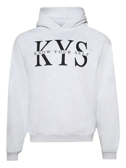 Praying KYS slogan-print raglan-sleeve hoodie