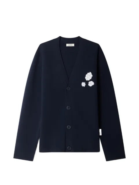 SANDRO furry-jacquard flower cardigan