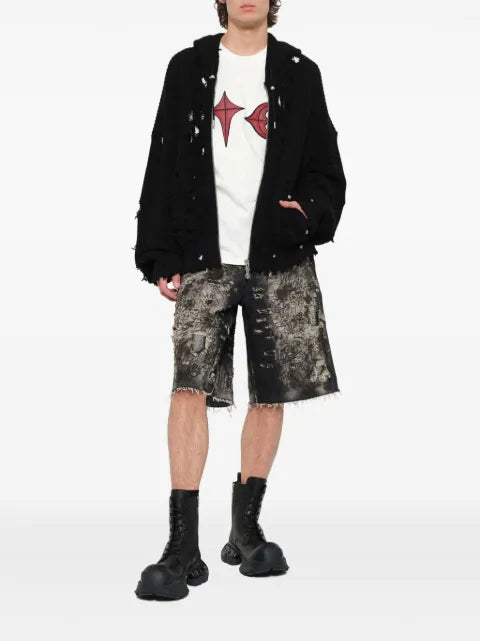 THUG CLUB destroyed-effect hoodie
