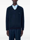 Miu Miu V-neck logo-patch sweater
