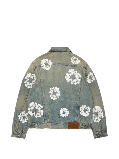 Denim Tears Wreath floral-print button-up denim jacket