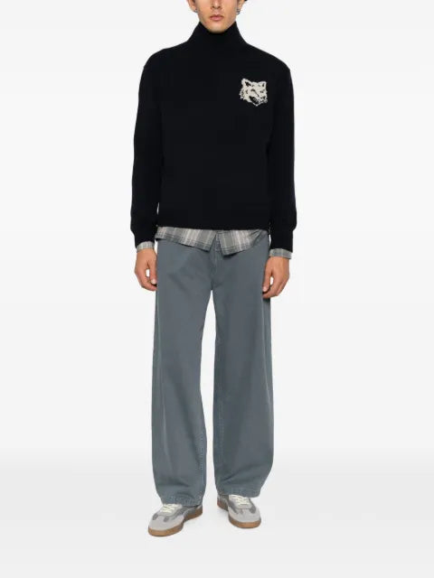 Maison Kitsuné fox-intarsia high-neck sweater