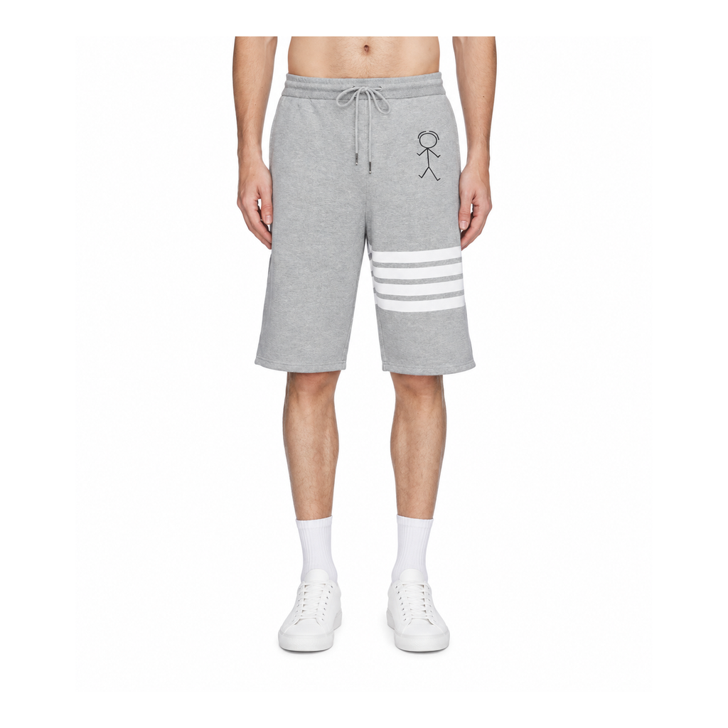 Thom Browne Style Unisex Casual Sweatpants with Signature Four-Bar Detail