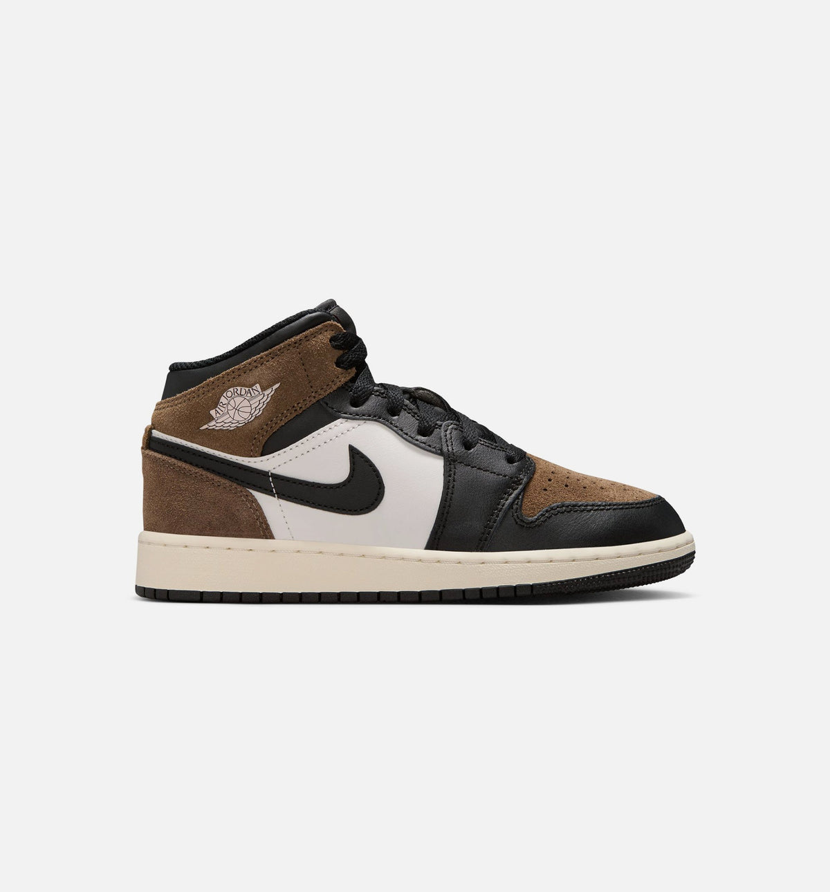 Air Jordan 1 Mid Youth Lifestyle Sneakers - Black/Phantom/Palomino/University Red