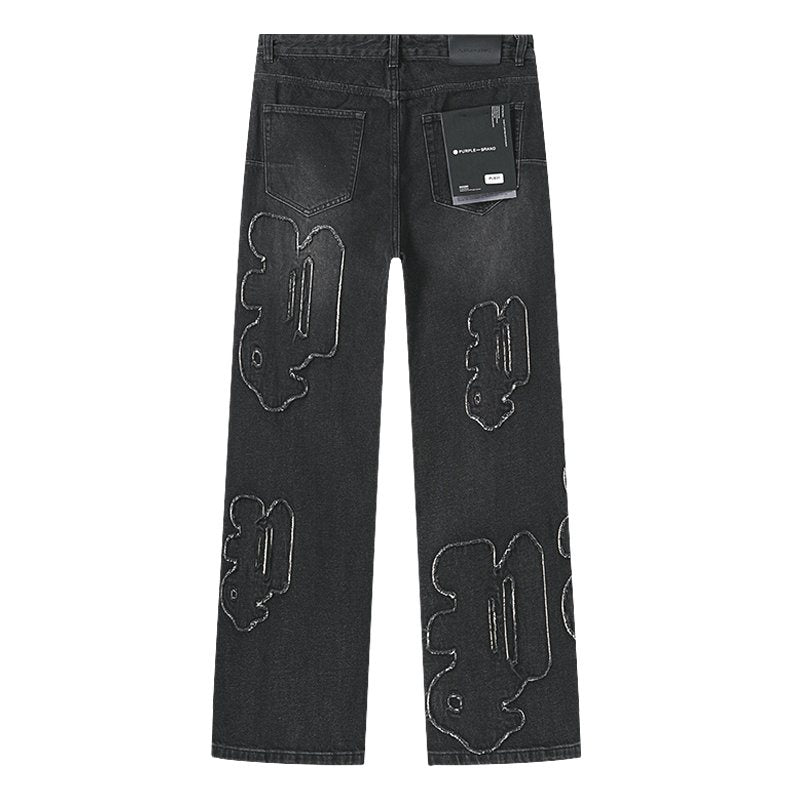 Purple Brand Black Graphic Patch Jeans