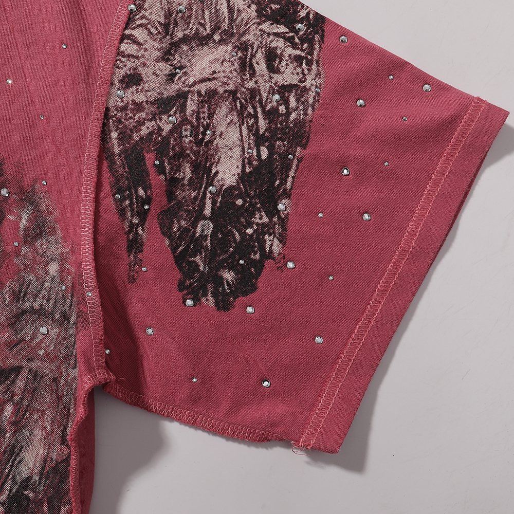 RARE PEACE Statues Rhinestone Graphic T-Shirt