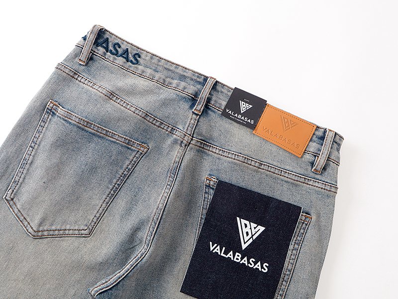 VALABASAS Light Blue Rhinestone Flared Jeans