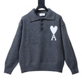 AMI Paris Ami De Coeur Polo Sweater Grey