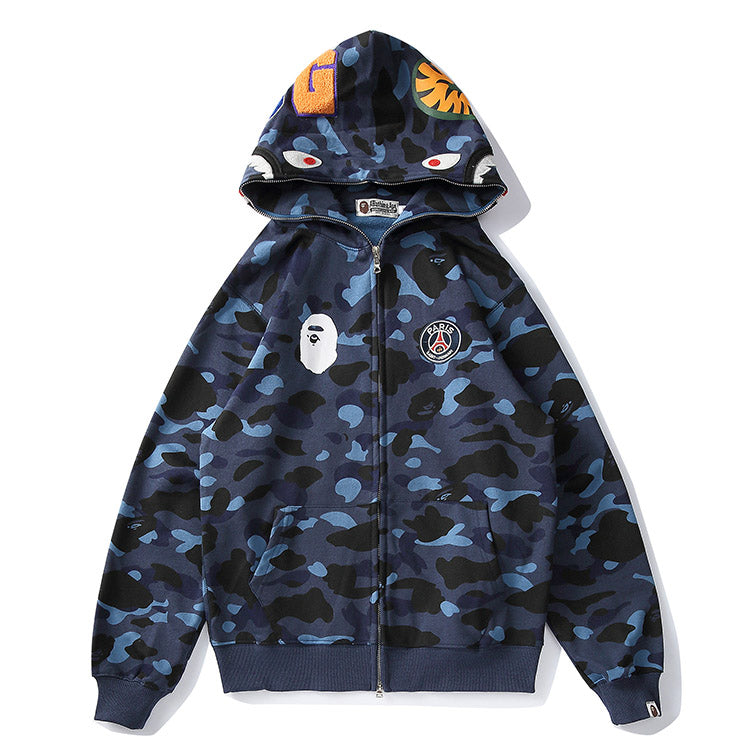 BAPE Navy Blue Camo Shark Hoodie