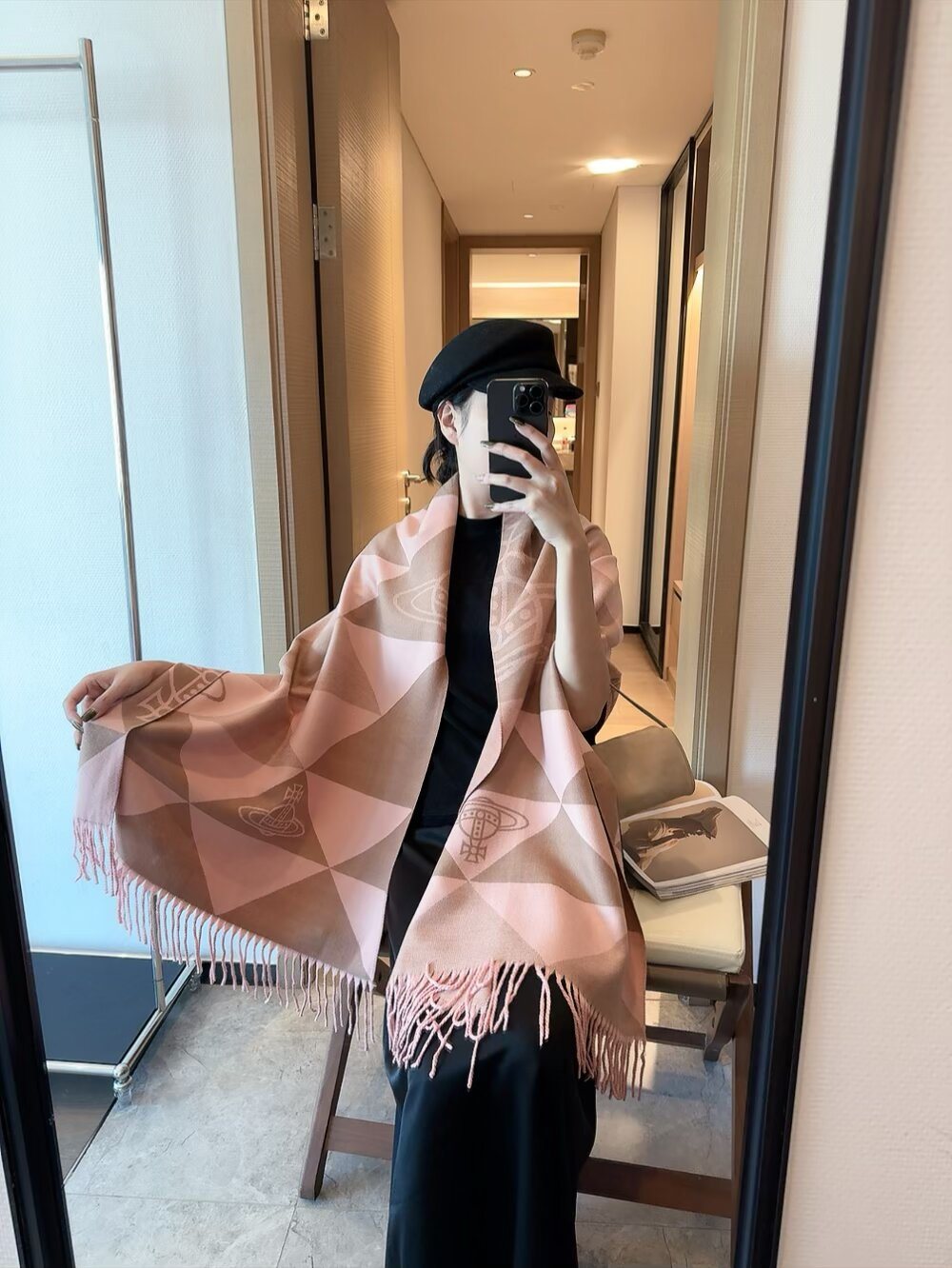 Vivienne Westwood Blush Pink Geometric Scarf