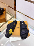 Louis Vuitton Monogram Buckle Slide Sandals - Fine-Textured Rubber Outsole