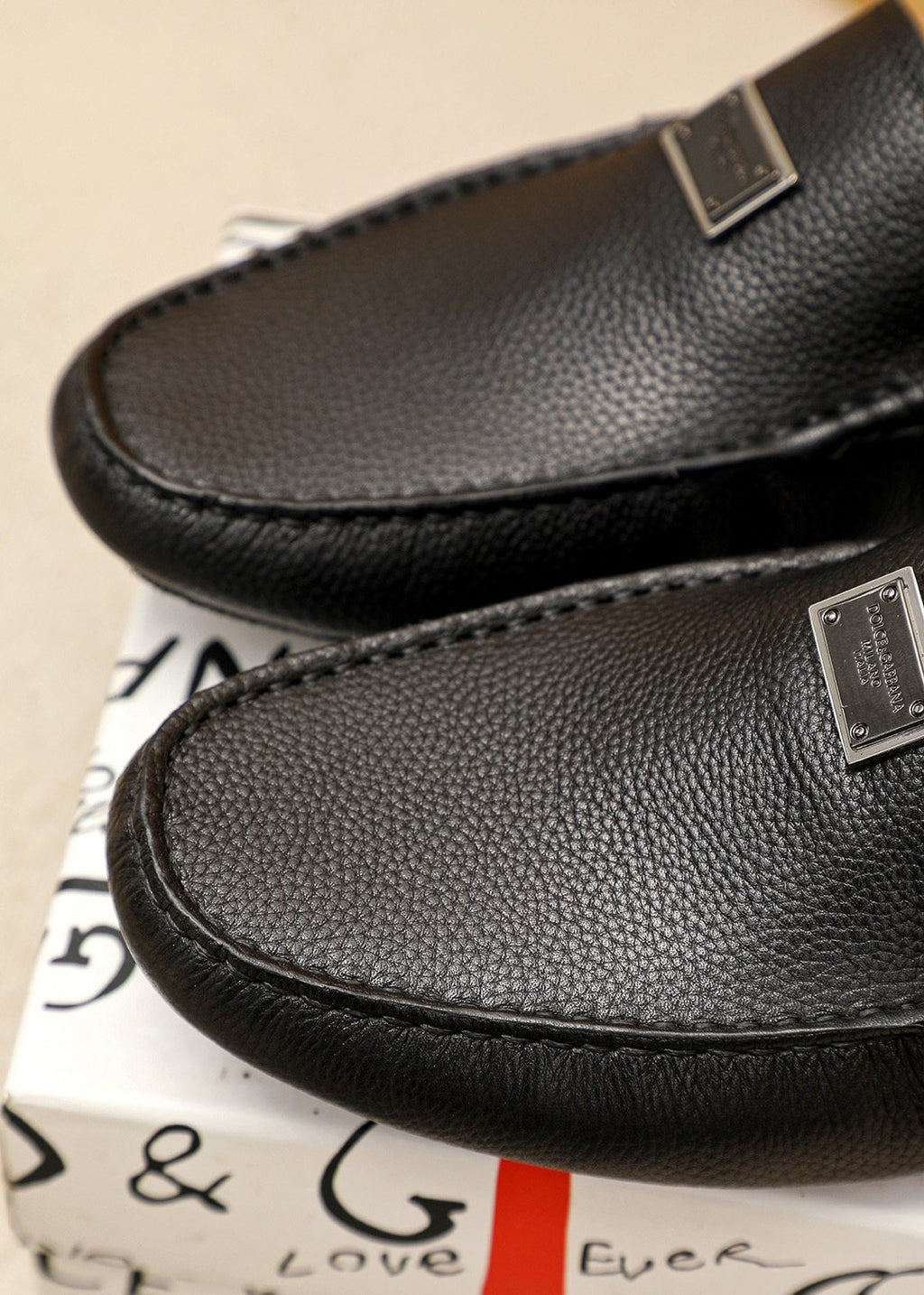 Dolce & Gabbana Men's Black Metal-Accent Slip-On Loafers