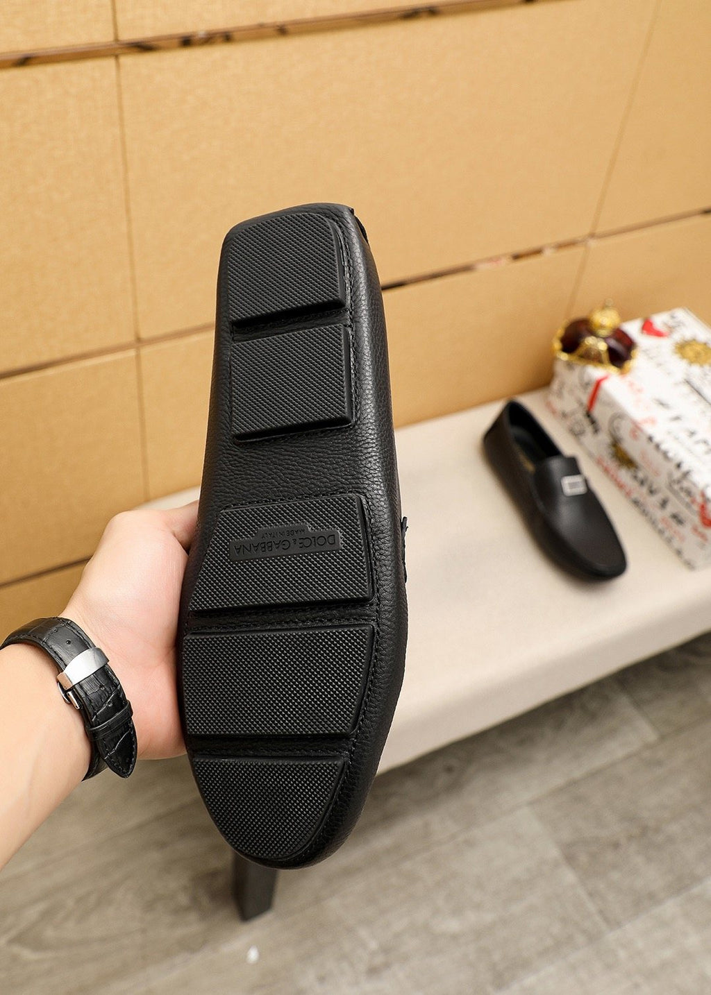 Dolce & Gabbana Men's Black Metal-Accent Slip-On Loafers