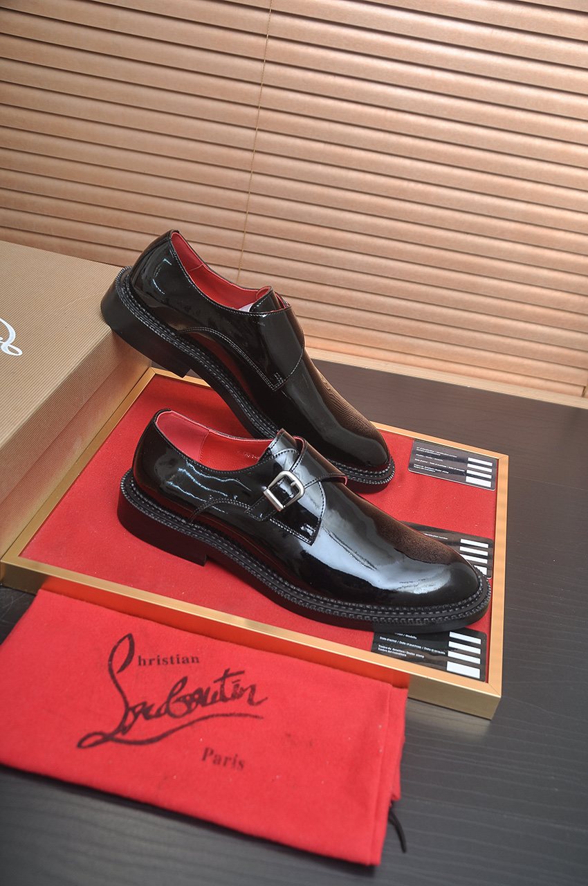 Christian Louboutin Black Buckle Dress Shoes - Silver-Tone Hardware