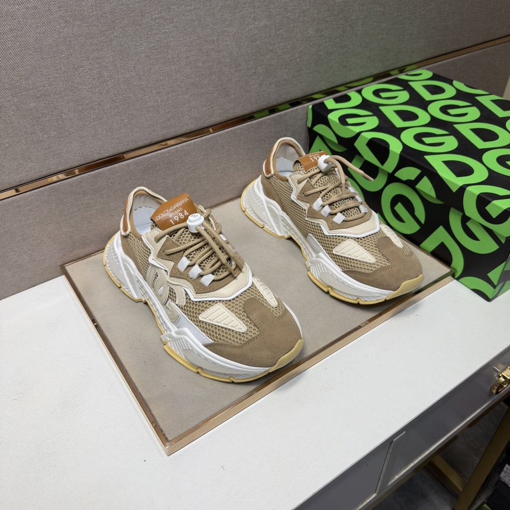 Dolce & Gabbana Taupe Mesh Panel Sneakers