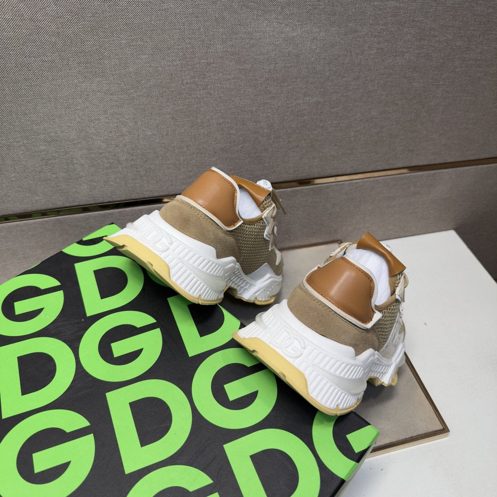 Dolce & Gabbana Taupe Mesh Panel Sneakers