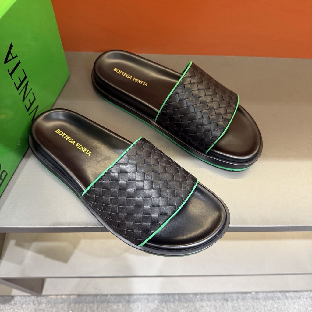 Bottega Veneta Men's Woven Strap Slide Sandals