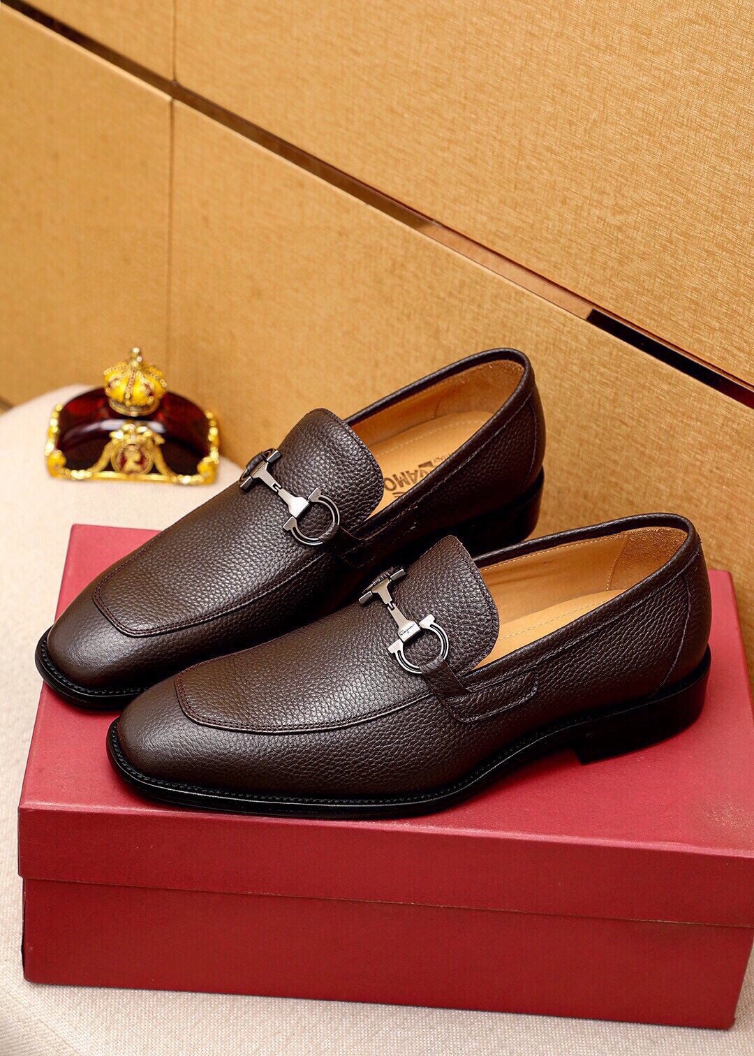 Ferragamo Textured Leather Bit Loafers