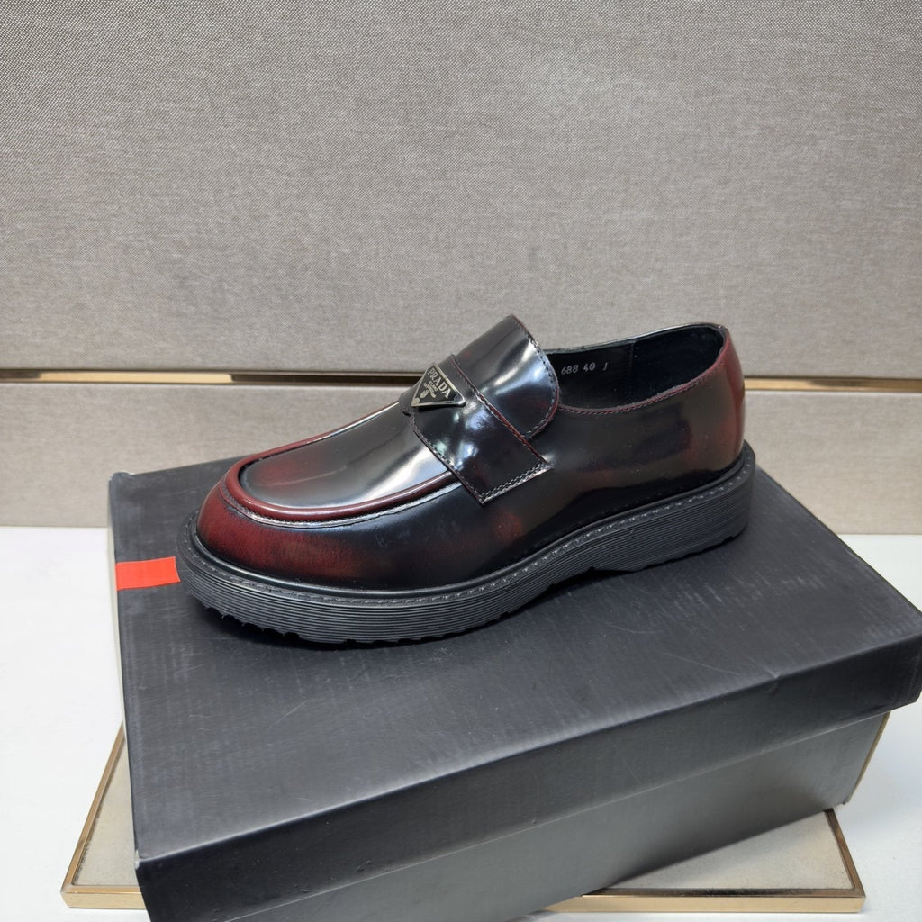 Prada Men's Black Lug Sole Slip-On Shoes