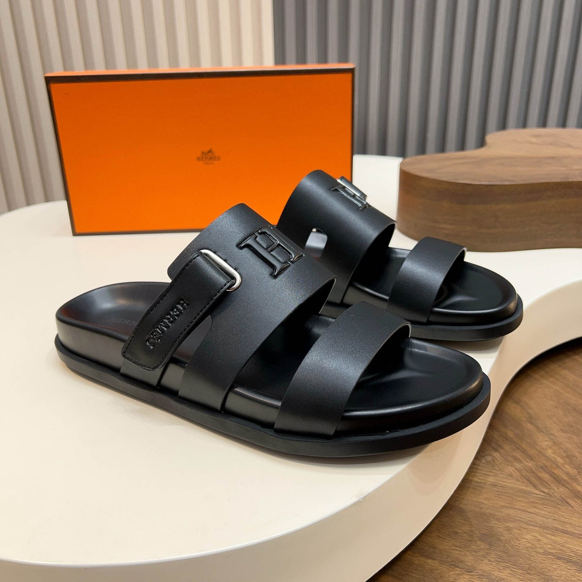 Hermès Men's Two-Strap Slide Sandals