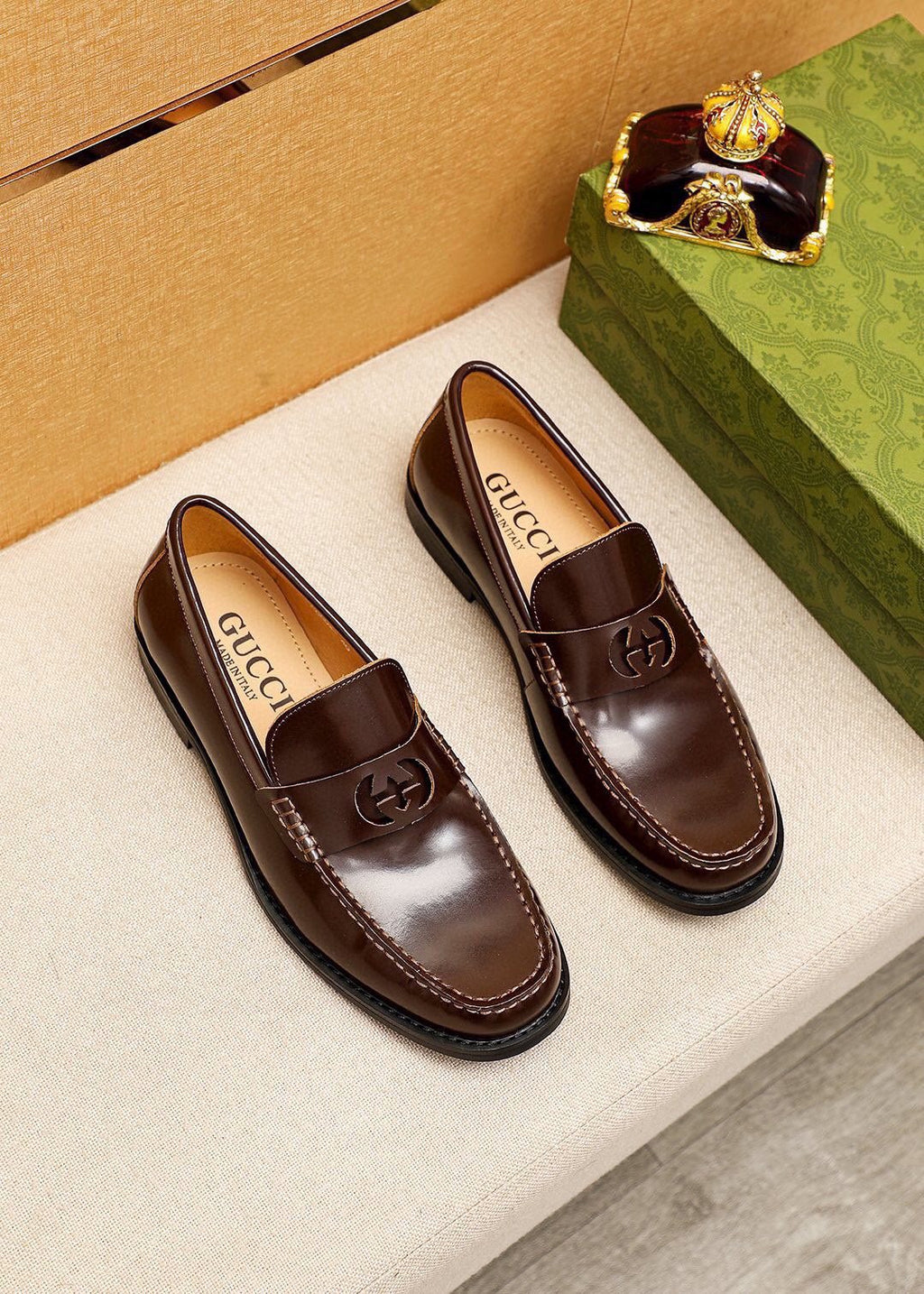 Gucci Metal-Accent Moc-Toe Loafers