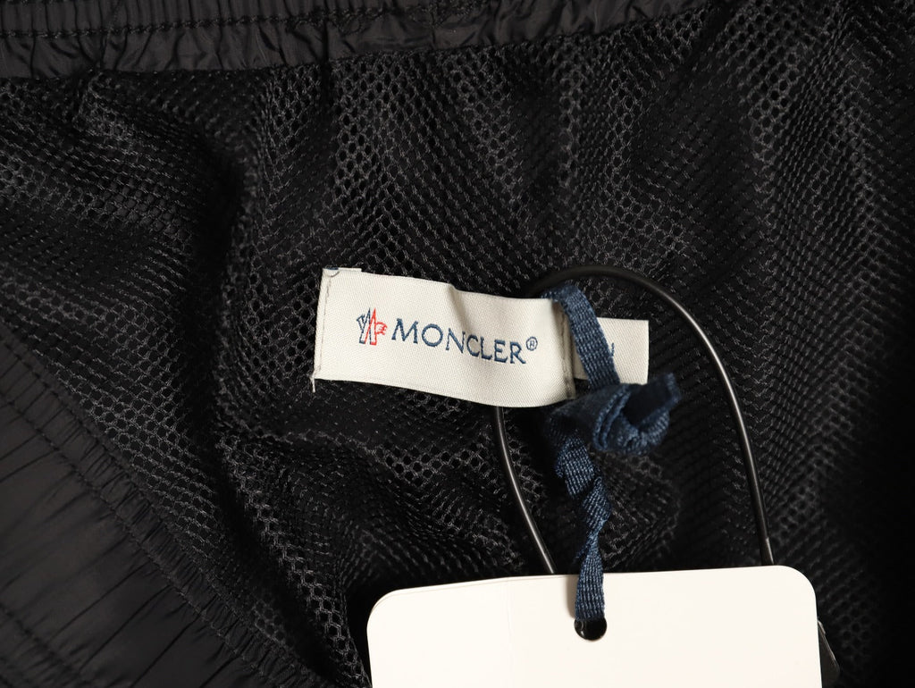 Moncler White-Emblem Drawstring Shorts - Black